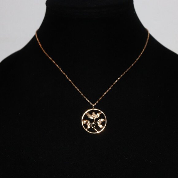 ✨ Golden Blossom Necklace · AVON Floral Pendant with Pearls · 15" ✨ - Picture 6 of 6